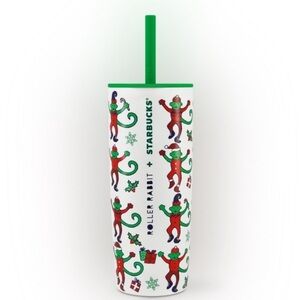 RARE & VIRAL Starbucks X Roller Rabbit 24 oz Christmas Holiday Monkey Tumbler